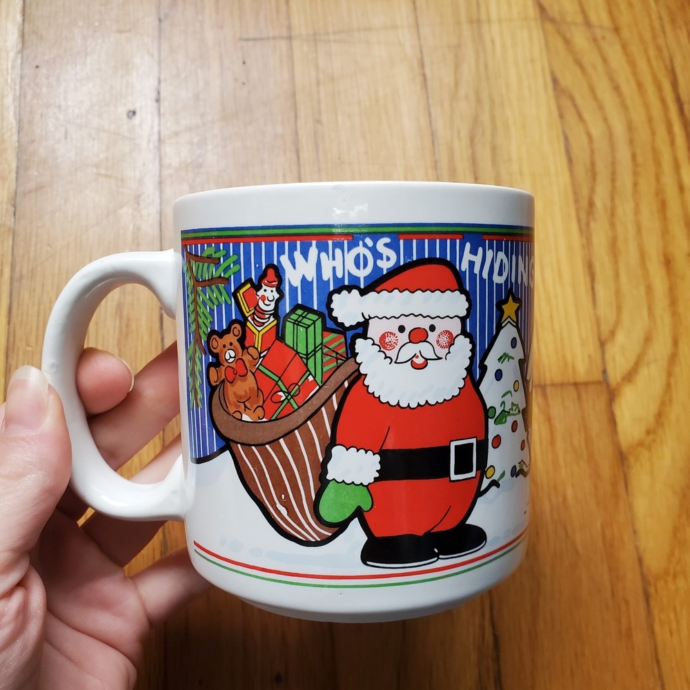 Who's‎ hiding inside this mug Santa reindeer snowman Christmas mug